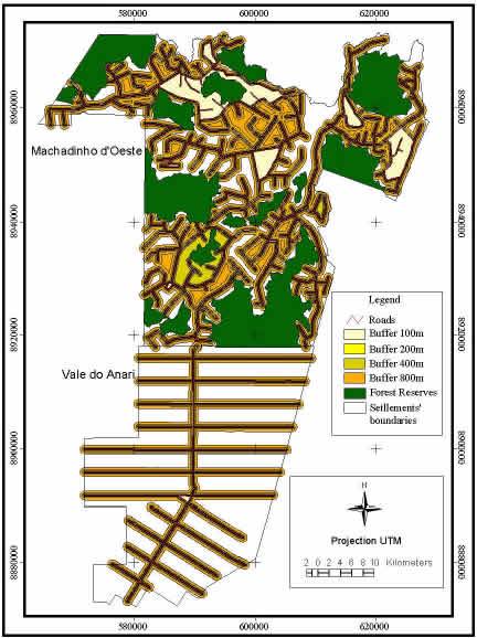 Machadinho d’Oeste and Vale do Anari - Buffers around roads.
