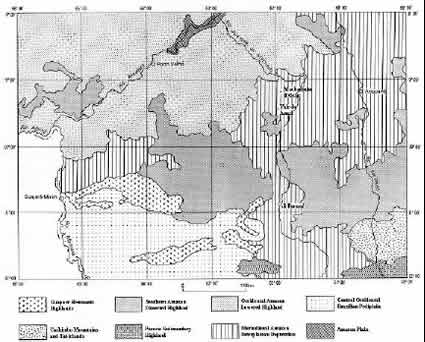 Morphostructural unities including the study area (adapted from Melo et al.1978).